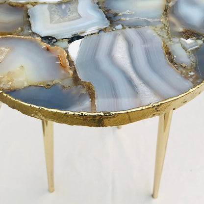Banded Agate Round Edge Side/Coffee Table-0