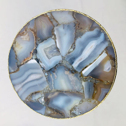 Banded Agate Round Edge Side/Coffee Table-4